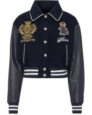 Philipp Plein Bomber Con Applicazione Logo - Blu