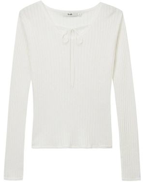 B+ AB Ribbed-Knit Top - White