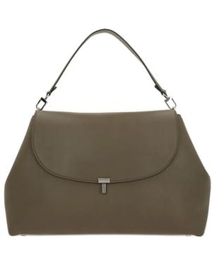TOTEME Flap Leather Shoulder Bag - Metallic