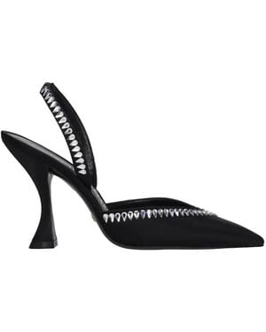 Stuart Weitzman Rhinestone-Embellished Satin Sandals - Black
