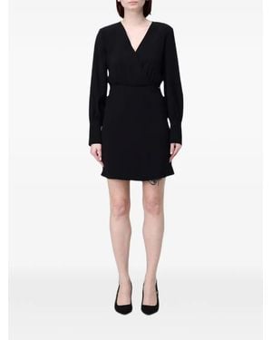 ARMANI EXCHANGE Wrap-Style Long-Sleeve Mini Dress - Black