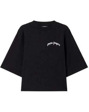 Palm Angels Mini Curved Logo Boxy Tee - Black
