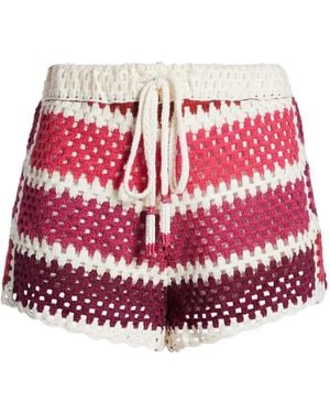 FARM Rio Striped-Pattern Crochet Shorts - Red