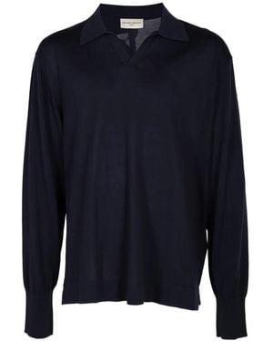 Officine Generale Long-Sleeve Polo Jumper - Blue