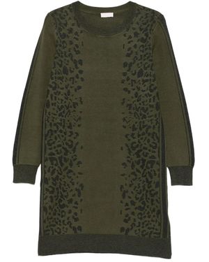 Liu Jo Animal-Pattern Knitted Mini Dress - Green