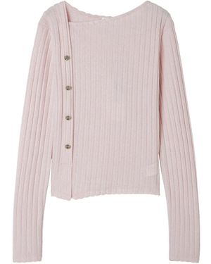 B+ AB Buttoned Ribbed T-Shirt - Pink