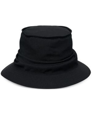 Yohji Yamamoto Draped-Embellishment Bucket Hat - Black
