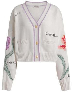 Alberta Ferretti Floral Embroidered Cardigan - White