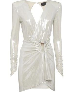 Philipp Plein Skull-Detail Draped Mini Dress - White