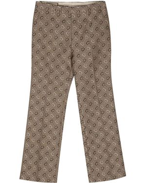 Gucci Horsebit-Jacquard Straight Trousers - Natural