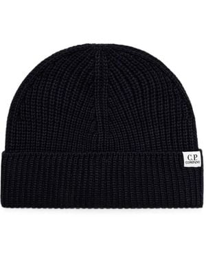 C.P. Company Ribbed-Knit Beanie Hat - Blue