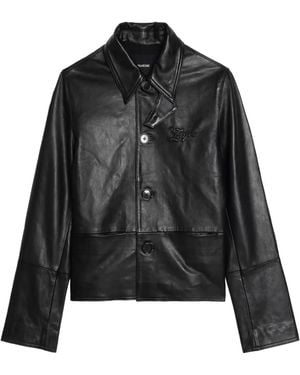 Zadig & Voltaire Lessa Buttoned Leather Jacket - Black