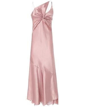 Pinko Lace-Trim Twisted-Detail Midi Dress - Pink