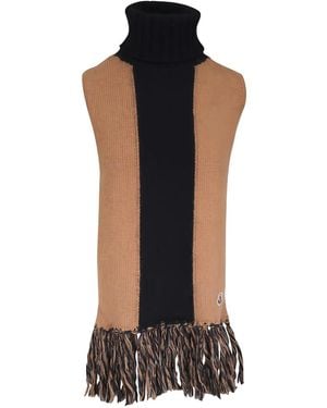 Moncler Turtleneck Fringed Poncho - Black