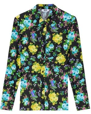 MSGM Floral Collared Shirt - Green