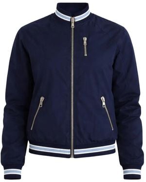John Galliano Logo-Print Striped-Trim Jacket - Blue
