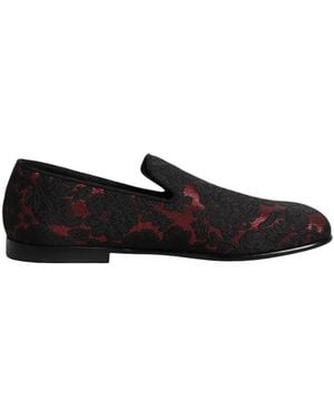 Dolce & Gabbana Jacquard Lace-Up Loafers - Black
