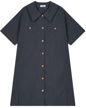 Studio Tomboy X Robe-Chemise Courte À Poches Plissées - Bleu