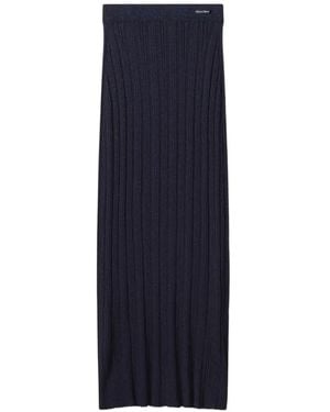Maison Kitsuné Ribbed-Knit Maxi Skirt - Blue