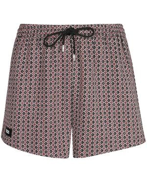 Gcds Geometric-Pattern Drawstring Shorts - Purple