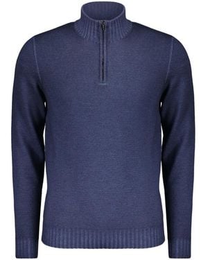 Moorer Quarter-Zip Virgin-Wool Jumper - Blue