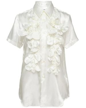 Comme des Garçons Ruffle-Trimmed Satin Shirt - White