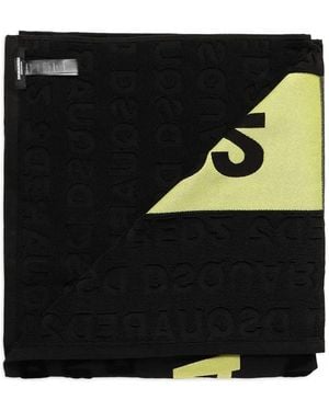 DSquared² Logo-Jacquard Beach Towel - Black