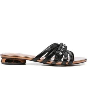 CafeNoir Crystal-Embellished Sandals - White