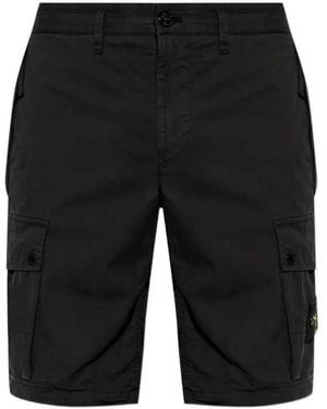 Stone Island Brushed "Old" Effect Cargo Shorts - Black