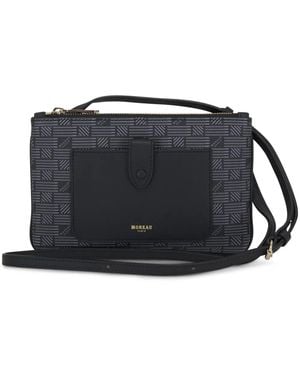 Moreau Monogram Leather Crossbody Bag - Black