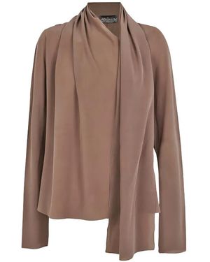 Cortana Drape Collar Long-Sleeve Jacket - Brown