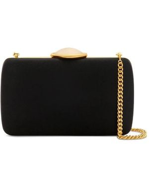 Oscar de la Renta Stone-Clasp Clutch Bag - Black