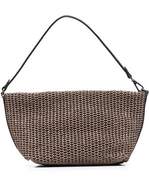 Brunello Cucinelli Raffia-Effect Shoulder Bag - Brown