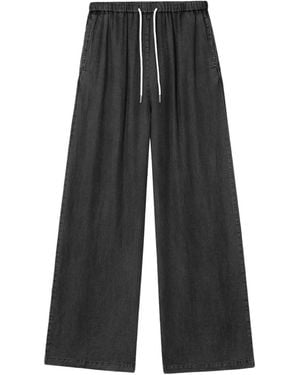 B+ AB Drawstring-Waist Wide-Leg Jeans - Black