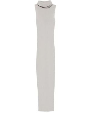 Rick Owens Ribbed Turtleneck Midi Dress - White