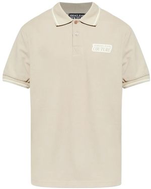Versace Jeans Couture Tipped Logo Polo Shirt - White
