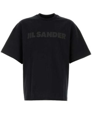 Jil Sander Tone-On-Tone Over Fit Mc Logo T-Shirt - Black