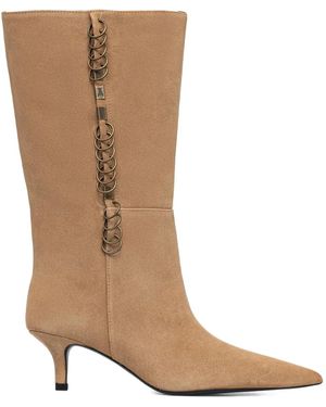 Patrizia Pepe 55mm Chain-detail Pointed-toe Boots - Brown