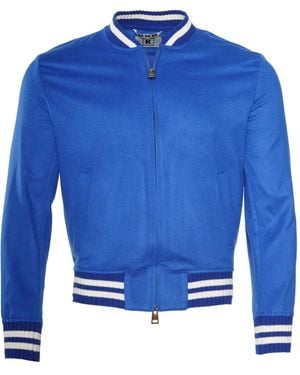 Kiton Kired Didier Ribbed-Trim Cashmere Jacket - Blue
