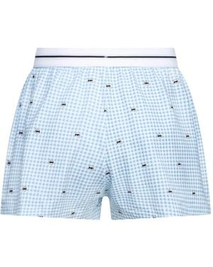 KARL LAGERFELD Ikon Gingham-Pattern Pyjama Shorts - Blue