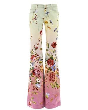 Roberto Cavalli Miami Floral Flared Pants - Pink