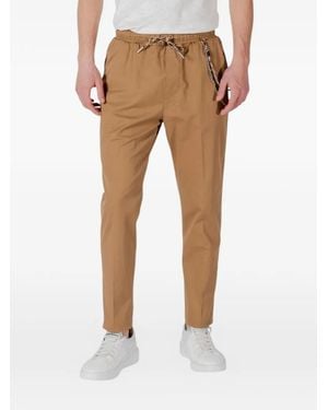 Gianni Lupo Leonard Drawstring Chain-Detail Trousers - Natural