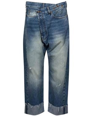 R13 Crossover Frayed Jeans - Blue
