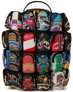 Sprayground Backpack Of Mini Backpacks Dlx Multiple-Pocket Shark-Tooth Backpack - Multicolour