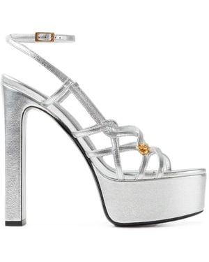 Versace Valentina Plateau-Sandalen Im Metallic-Look 140Mm - Weiß