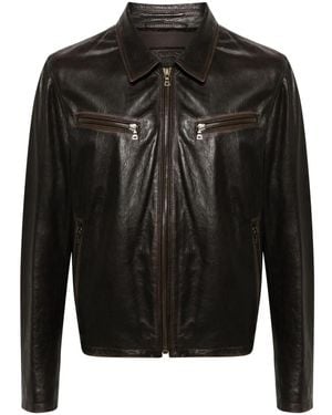 Prada Leather Shirt Jacket - Black