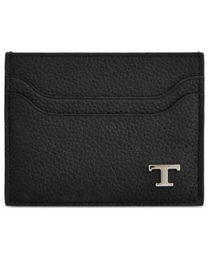 Tod's T Timeless Pebbled-Leather Card Holder - Black