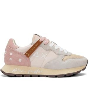 Sun 68 Ally Floral-Embroidered Sneakers - Pink