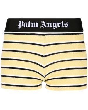 Palm Angels Logo-Tape Striped Shorts - Metallic