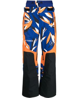 adidas By Stella McCartney Abstract-Print Panelled Track Trousers - Blue